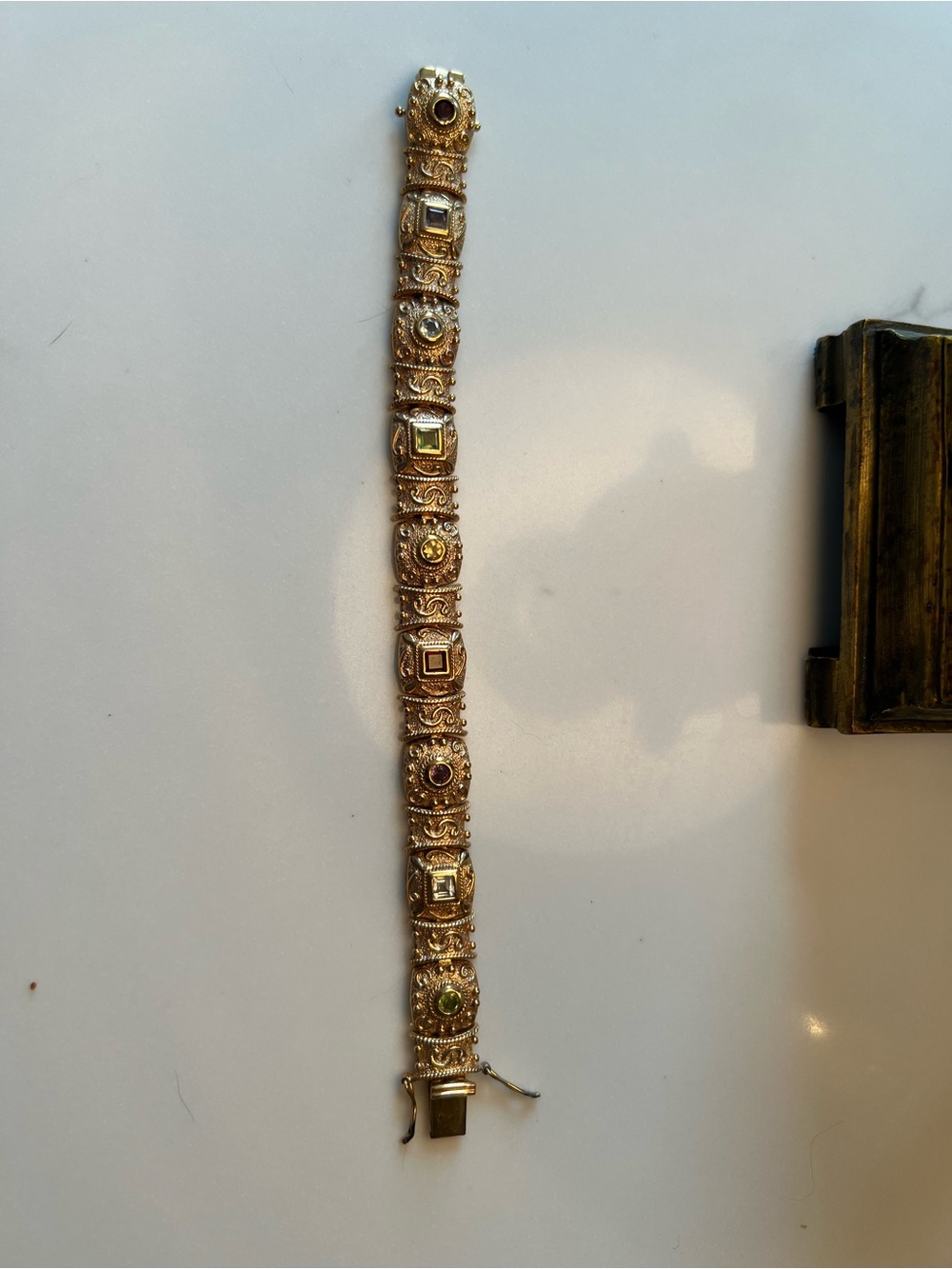 Gold-Tone Multi-Stone Vintage Style Bracelet - Women Jewelry